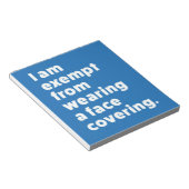 Befreiung vom Tragen eines Gesichts Notizblock (angewinkelt)