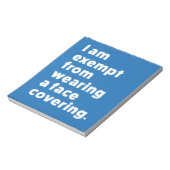 Befreiung vom Tragen eines Gesichts Notizblock (Rotiert)