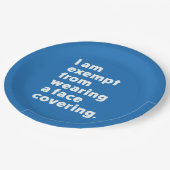 Befreiung vom Tragen eines Gesichts Pappteller (Schrägansicht)