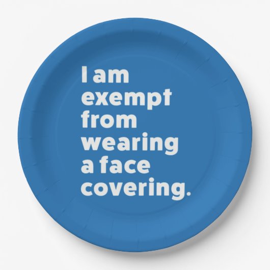 Befreiung vom Tragen eines Gesichts Pappteller (Vorderseite)