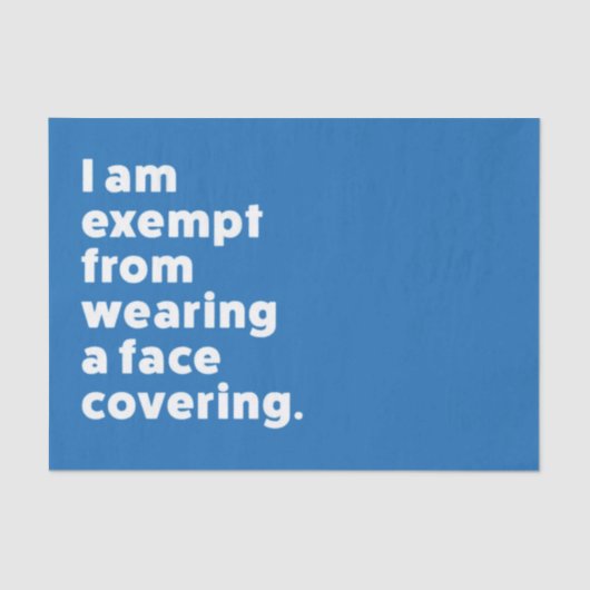 Befreiung vom Tragen eines Gesichts Seidenpapier (Vorderseite)