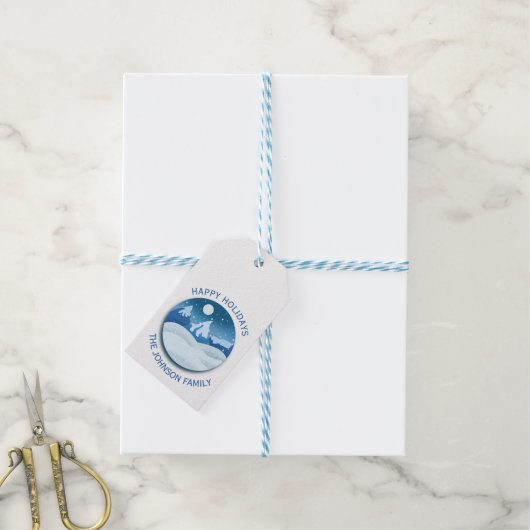 Befrostete Friedenslandschaft individuell Geschenkanhänger (Mit Garn)