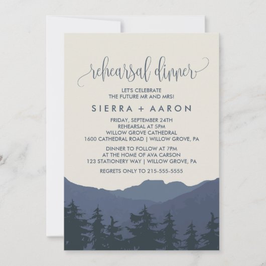 Begeben Sie sich auf das Probe Dinner in den Berge Einladung (Vorderseite)