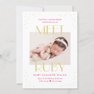 Begegnung Baby Editable Color Baby Birth Ankündigu Feiertagskarte