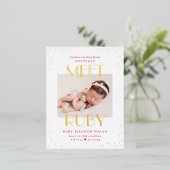 Begegnung Babyfoil Geburtsankündigung Postkarte (Stehend vorne)