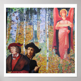 Begegnung im Wald - Collage-Kunst Poster