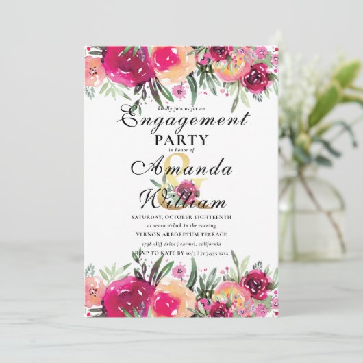 Begegnung mit Aquarellfarben und Rosa Einladung (Stehend Vorderseite)