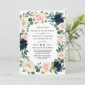 Begegnung mit Marine und Blush Pink Einladung (Stehend Vorderseite)