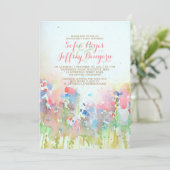 Begegnung mit Wasserfarben - Blume auf der Wiese Einladung (Stehend Vorderseite)