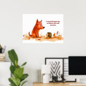 Begegnung Wasserfarben Comic Hund und Igel Poster (Heimbüro)