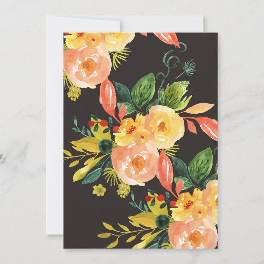 Begegnungspartei "Watercolor Peach Floral Autumn" Einladung (Rückseite)