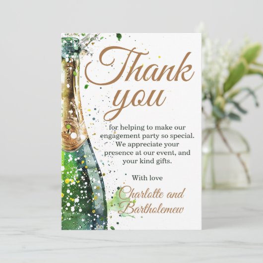 Begegnungsparty-Flasche Dankeskarte (Stehend Vorderseite)