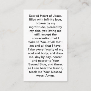 Begehung der Gebetskarte des Heiligen Herzens Visitenkarte