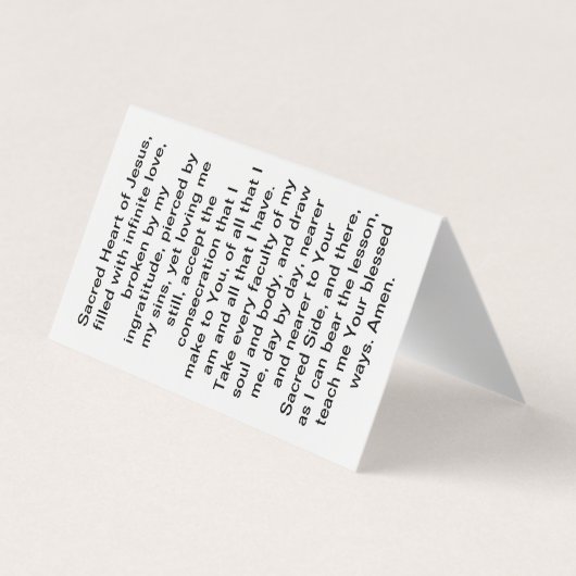 Begehung der Gebetskarte des Heiligen Herzens Visitenkarten (Rückseite)