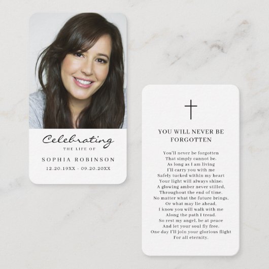 Begehung der Gedenkkarte für das Foto des Lebens Visitenkarte (Vorne/Hinten)