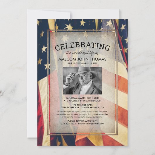 Begehung des Fotos der patriotischen Lebensflagge Einladung (Vorderseite)