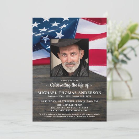 Begehung des Fotos der Veteranen des Lebens Einladung (Stehend Vorderseite)