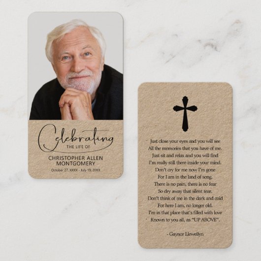 Begehung des Fotos Lebensgebet Visitenkarte (Vorne/Hinten)