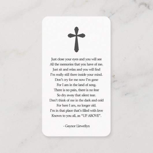 Begehung des Fotos Lebensgebet Visitenkarte (Rückseite)