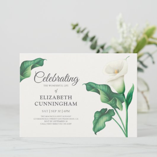 Begehung des Lebens Blumenkohl-Blume Botanicals Einladung (Stehend Vorderseite)