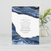 Begehung des Lebens durch Marine und Gold Agate Einladung (Stehend Vorderseite)