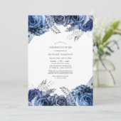 Begehung des Lebens durch Marine und Silver Floral Einladung (Stehend Vorderseite)