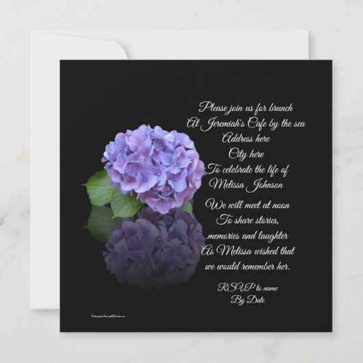 Begehung des Lebens Einladung Hydrangea (Rückseite)