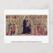 Begeisterte Madonna und Kind, Engel von Duccio Postkarte (Vorderseite)