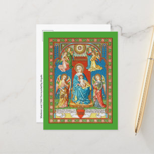 Begeisterte Madonna und Kind mit Engeln Postkarte