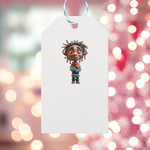 Begeisterte Teen Christmas Elf White Gift Tags Geschenkanhänger