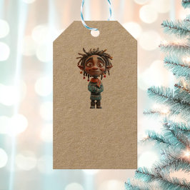 Begeisterte Weihnachts-Elf Kraft-Geschenktasten Geschenkanhänger