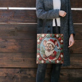 Begeisterte Weihnachtsmaus Tote Tasche