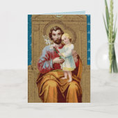 Begeisterter St. Joseph mit Kleinkind-Christkind Karte (Vorderseite)