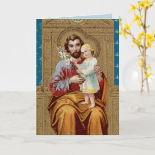 Begeisterter St. Joseph mit Kleinkind-Christkind Karte