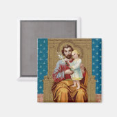 Begeisterter St. Joseph mit Kleinkind-Christkind Magnet (Vorderseite/Rückseite)