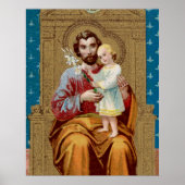 Begeisterter St. Joseph mit Kleinkind-Christkind Poster (Vorne)