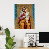 Begeisterter St. Joseph mit Kleinkind-Christkind Poster (Heimbüro)