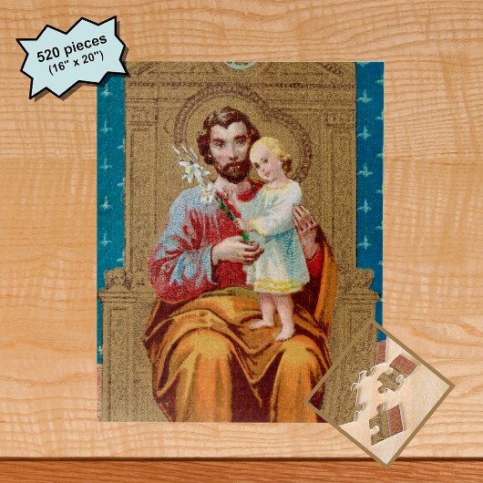 Begeisterter St. Joseph mit Kleinkind-Christkind Puzzle