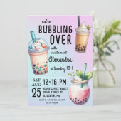 Begeisterung für den Geburtstag des Bobba-Tees Einladung (Stehend Vorderseite)