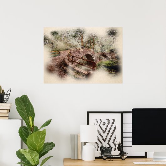 Beggars Bridge, Glaisdale - Watercolour Art Poster (Heimbüro)