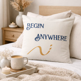 Begin Anywhere Minimalist Navy Cream Throw Pillow Kissen