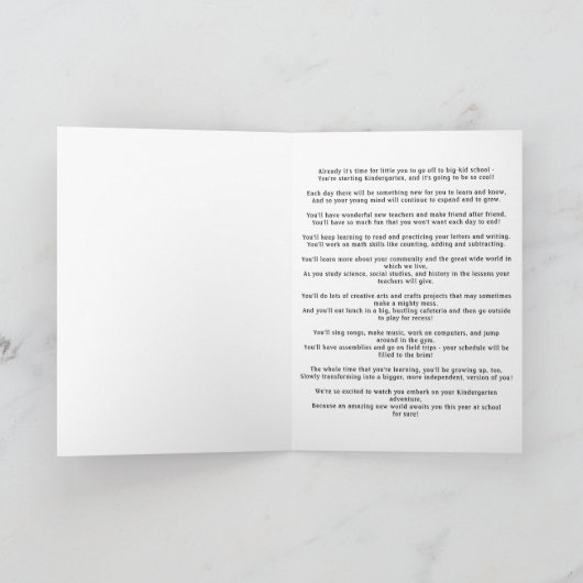 Beginn der Kindergartenkarte Karte (Innenseite)