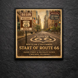 Beginn der Route 66 Chicago Illinois Centennial Poster
