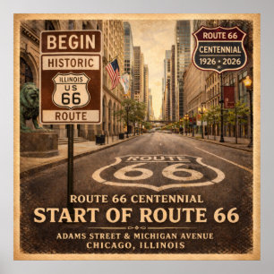 Beginn der Route 66 Chicago Illinois Centennial Poster