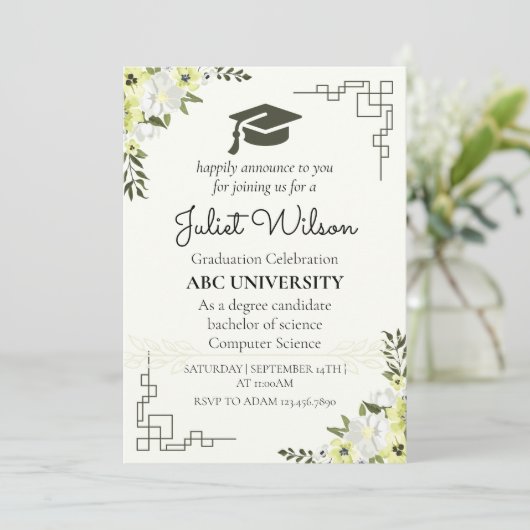 Beginn des Abschlusses der Uni Einladung (Stehend Vorderseite)