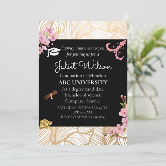 Beginn des Abschlusses der Uni Shine Einladung (Stehend Vorderseite)