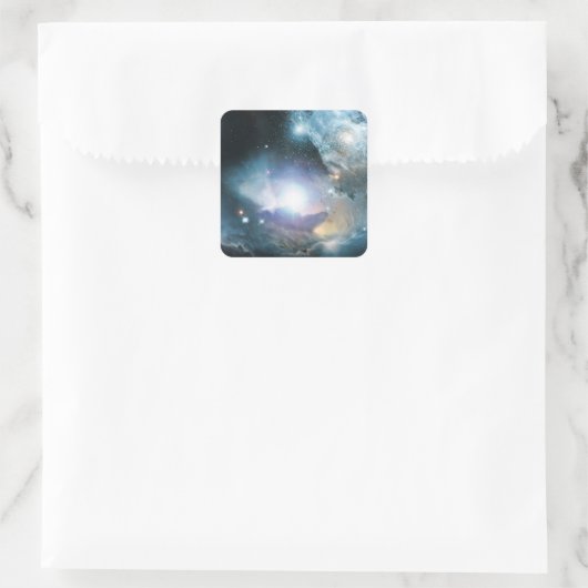 Beginn des Universums Quadratischer Aufkleber (Tasche)