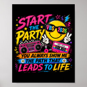 Beginne die Party VBS 2026 Retro christliche Jugen Poster