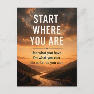 🚀 Beginne dort, wo du bist Tägliche Motivation Postkarte