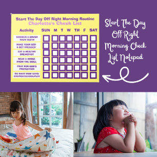 Beginnen Sie den Tag richtig Morgen-Checkliste Notizblock